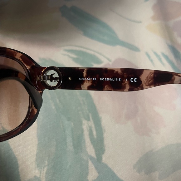 Coach Pink Tortoise Oversized Metal Soft Square Sunglasses - Picture 8 of 8